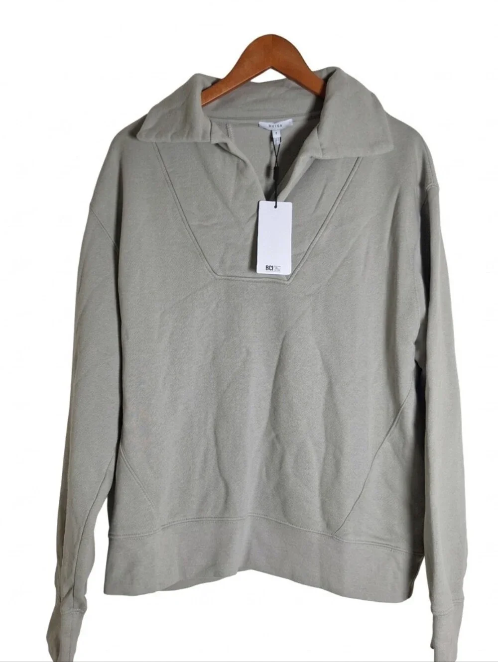 NWT Reiss Farley Shawl Collar Sweatshirt Sage Green Size Medium